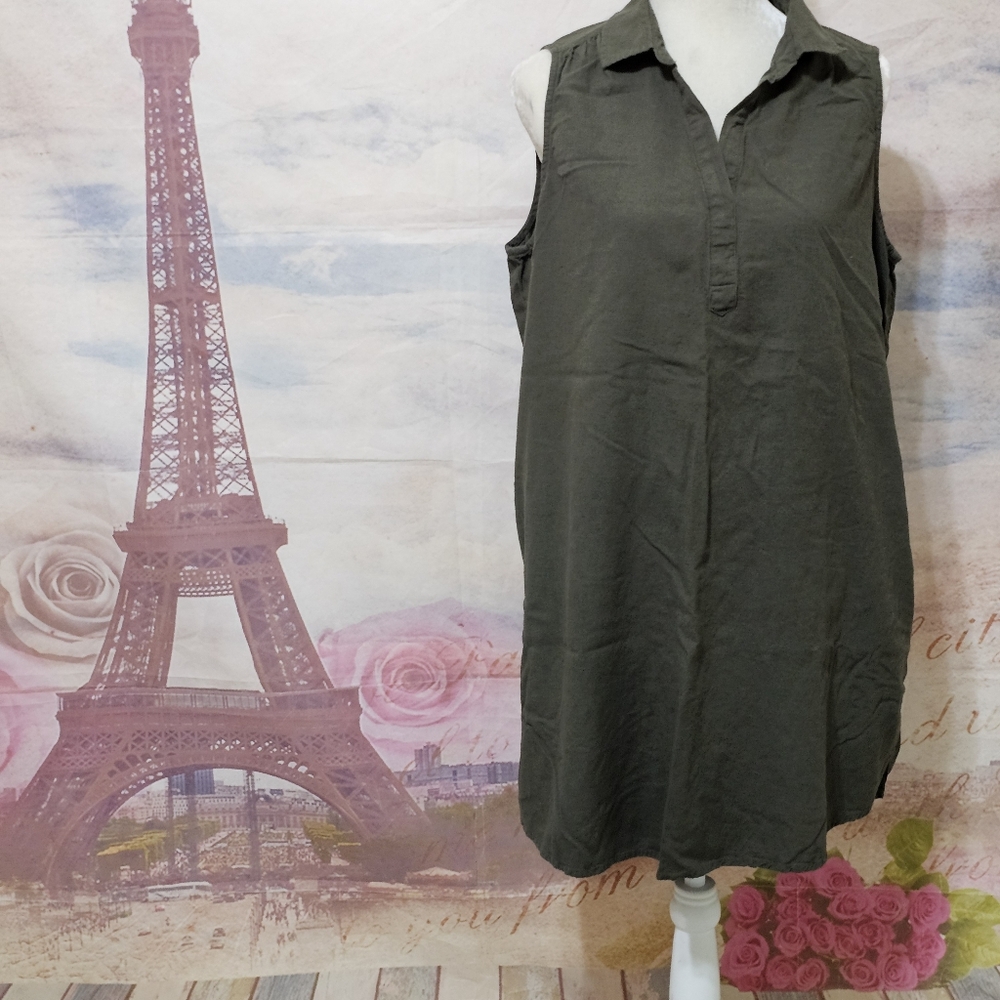 St John's Bay Sleeveless Dark Green Shirt Dress Sz XL - Picture 2 of 7